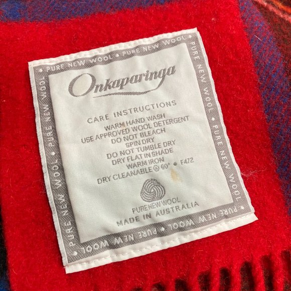 Onkaparinga Red Plaid Throw Blanket 40x36 Wool Made In Australia - Picture 4 of 4